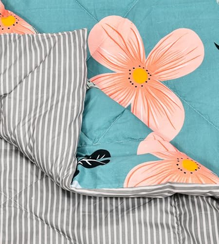 Image of Home Ecstasy Wrinkle & Fade Resistant Comforter for Single Size Bed | 150 GSM, 59x88 in., Colour: Teal & Black