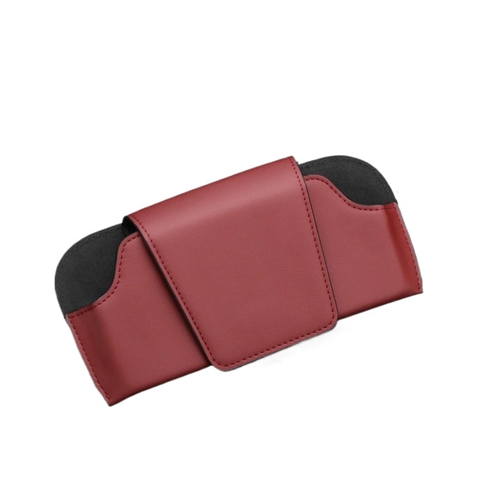 Sonnenblenden Brillenhülle Auto-Brillenetui Sonnenblende Leder Brillenhalter Sonnenbrillen-Clip Karten- Und Tickethalter Multifunktionale Aufbewahrung Im(Red)