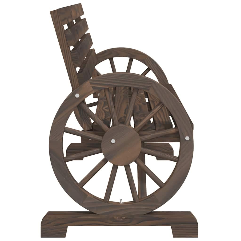 Panca da Giardino 2 Posti in Legno di Abete Ruota del Carro | Seduta da esterno a due posti con braccioli a forma di ruota, ideale per arredare il giardino, patio o terrazzo.