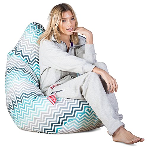 Lounge Pug, Gaming Sitzsack Sessel, Geometrische Druck Chevron Türkis – Bild 7