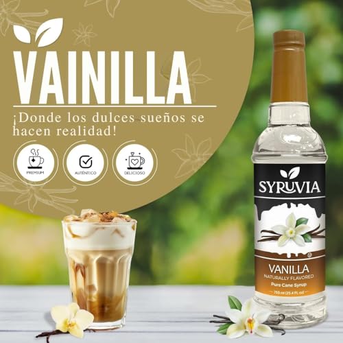 Image of Syruvia Coffee Syrup, Vanilla Flavored Syrup for Drinks, Lattes, and Desserts - 25.4 fl oz - with Pump