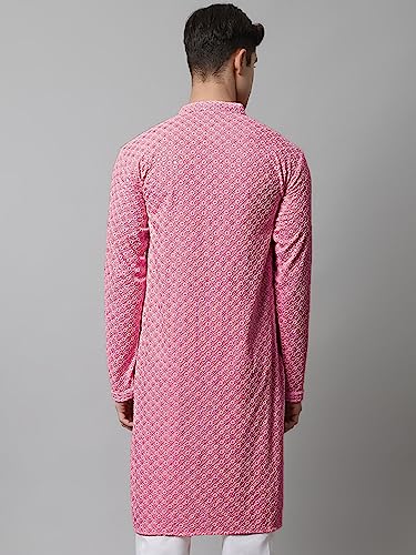 Image of Jompers Men's Regular Fit Cotton Chikankari Embroidered and Sequence Kurtas