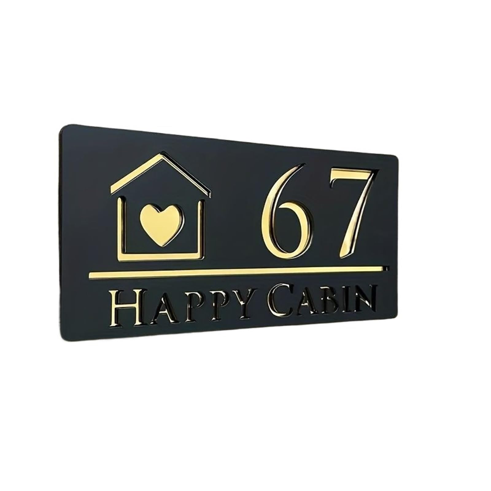 1 Targa for Porta In Stile Caldo Con Numero Civico In Acrilico Nero for Di Identificazione Dell'appartamento Dell'hotel(Gold - Black,15X30CM)