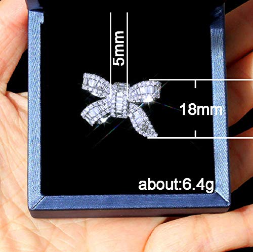 LVSHI Fashion Jewelry 925 Silver White Sapphire Bow Jewelry Ring Bride Princess Engagement Wedding Stackable Wedding Bands Rings for Women Infinity Forever Love Knot Stacking Ring Size 6-10 (US 10)2