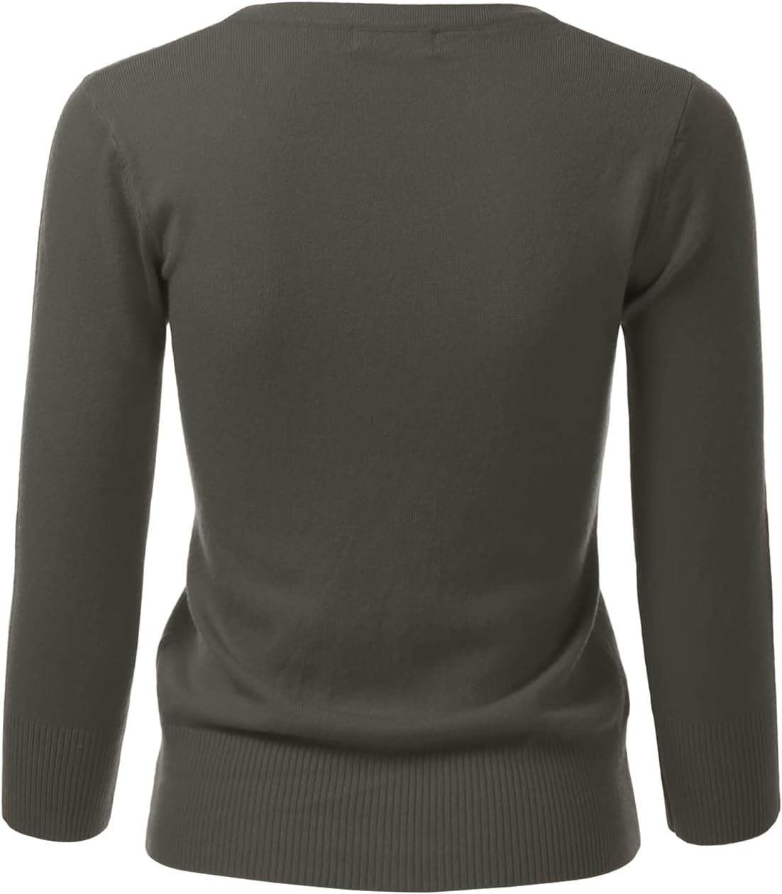 Women's 3/4 Sleeve V-Neck Button Down Knit Sweater Soft Cardigan (S-XXL) - Image 3