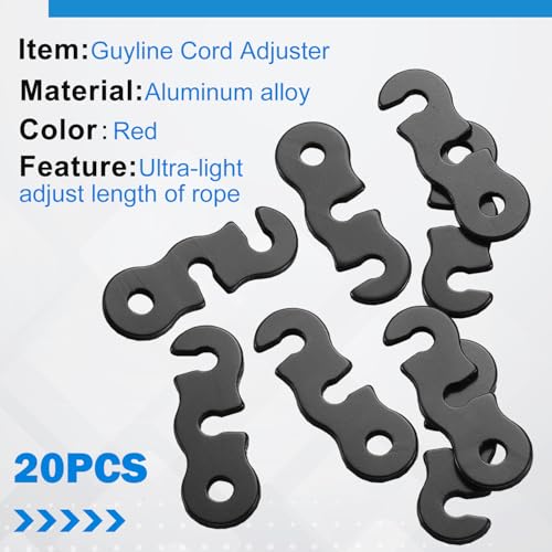 Image of SATINIOR 20 Pieces Guyline Tensioner Aluminum Alloy Tent Cord Paracord Tensioner Guy Line Rope Adjusters Cord Tighteners for Outdoor Tent Camping Hiking Accessories