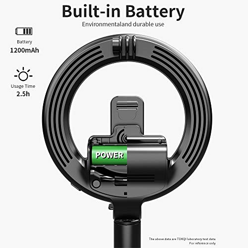 Ajcoflt Tripé de obturador remoto portátil dobrável L07 sem fio Bluetooth selfie com luz anelar LED