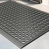 Mibao フロントドアマット、ヘビーデューティ 全天候 汚れトラップ 防水 滑り止め 排水 ウェルカムエントランス ドアマット、ガレージホームプールエントリー 商業用マッドマット、90.24cm x 60cm、グレー