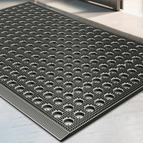 Mibao Front Door Mat, 35.5" x 24", Grey, Grey, Heavy Duty Dirt Trapping