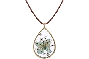 Teardrop Pressed Dried Flowers Necklace