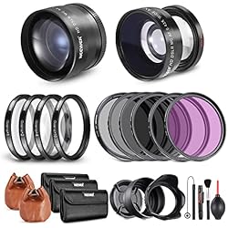Lente Para Canon T7 NEEWER Juego de Lentes y Filtros de 58mm: Gran Angular/Teleobjetivo 2,2X Lente Adicional para Lentes APS-C de 18mm-85mm, (+1+2+4+10) Macro de Primer Plano/ND/UV/CPL/FLD Filtros con Rosca de ⌀58mm