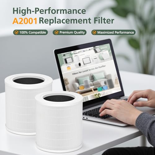 Image of A2001 Replacement Filter Compatible with A2001 Air Purifier, 3-In-1 Efficient Filtration Activated Carbon Filter, Compared to Part #AF-2001, 2 Pack