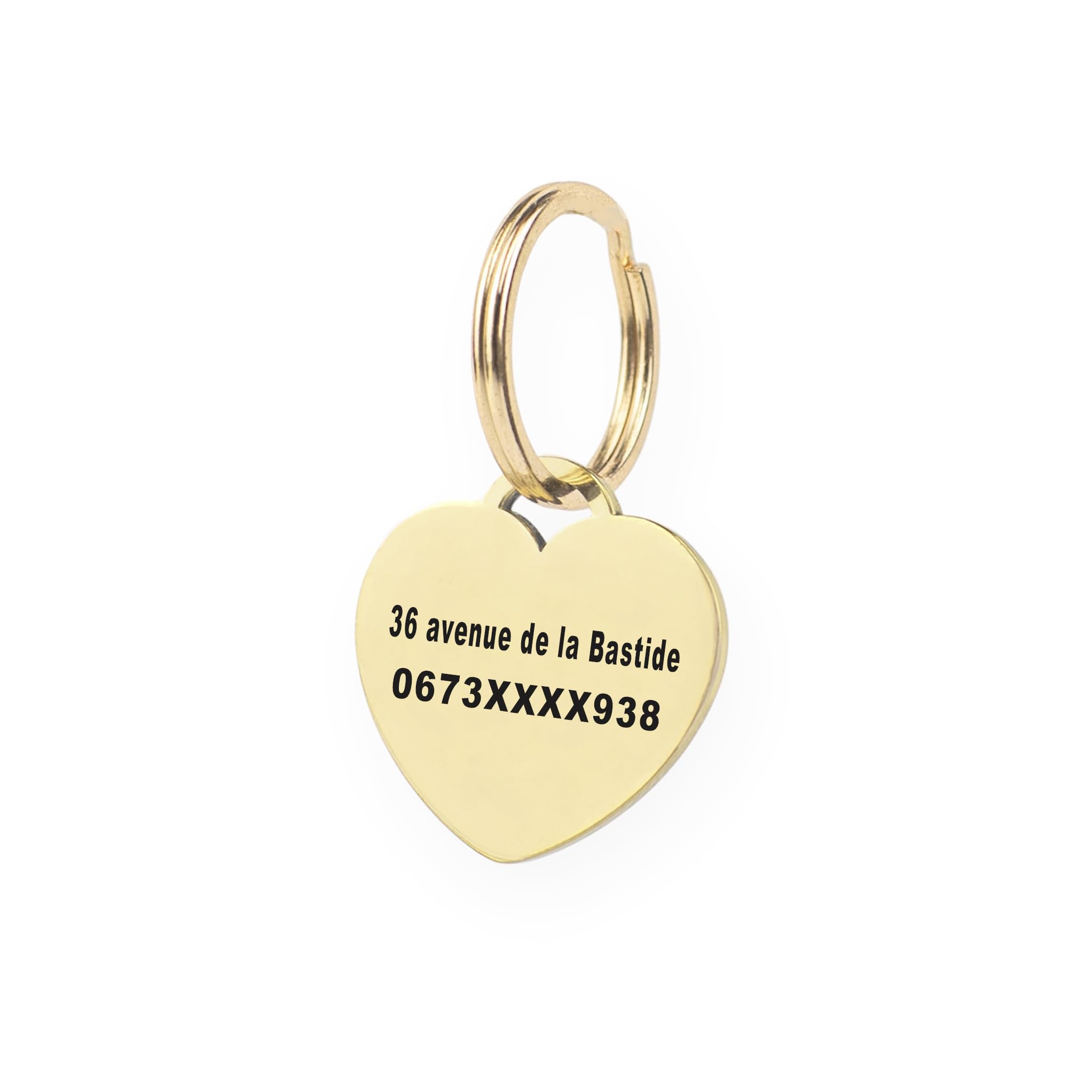 Médaille pour chien GOLDEN PAW en acier inoxydable avec gravure en forme de cœur, personnalisable et robuste, dogtag pour chiens, chevaux, chats et chiots – Or