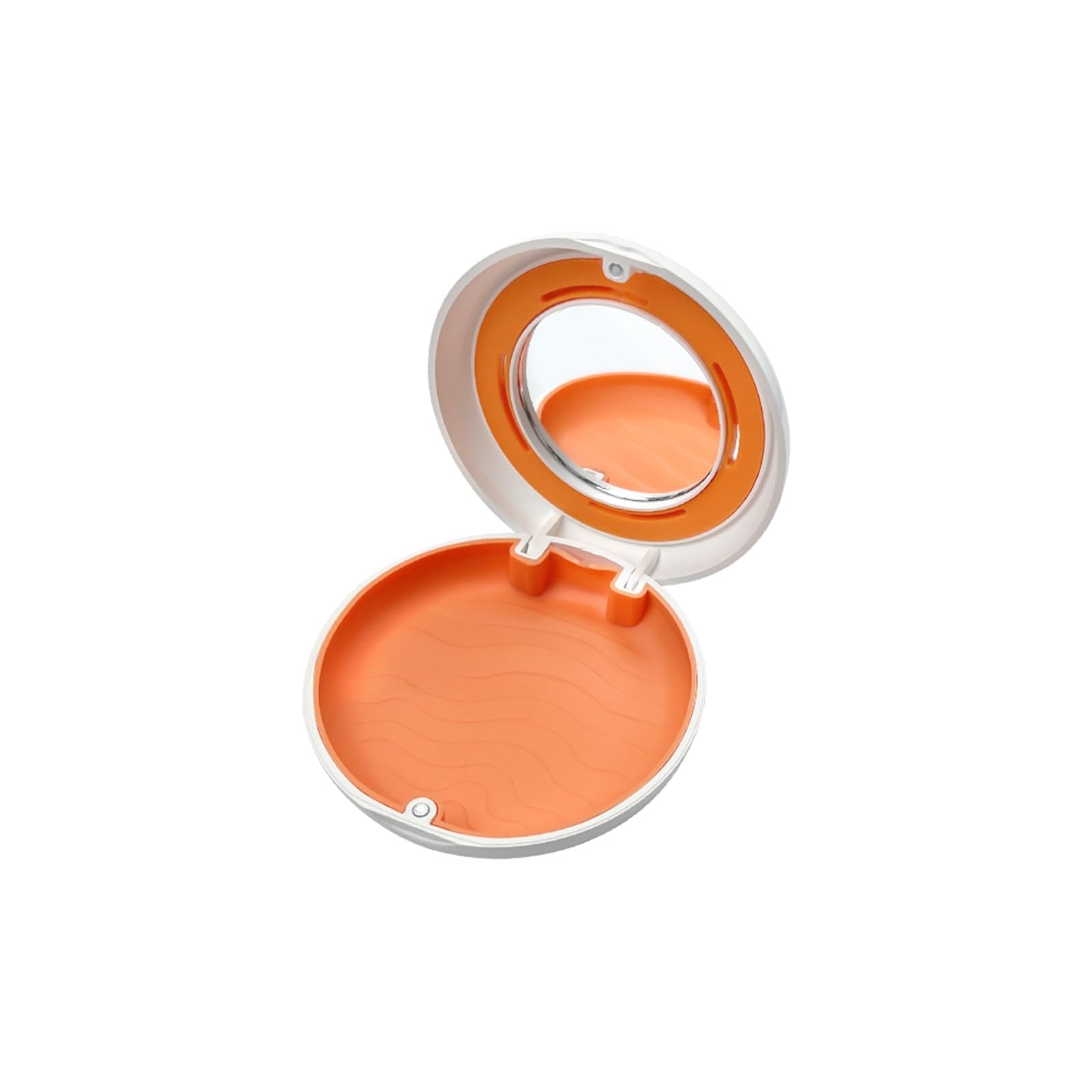 Retainer Case 1pc Retainer Box with Vent Holes False Teeth Storage Dental Orthodontic Invisible Braces Aligner Case(White-Orange-Mirror)