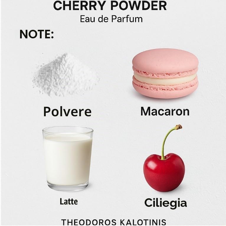 CHERRY POWDER Eau de Parfum 50 ml – Profumo unisex – Theodoros Kalotinis/profumo di nicchia con note di polvere, ciliegia, macaron e latte – Profumo dolce in polvere per tutti i giorni