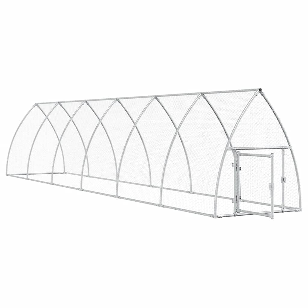 vidaXL Jaula para Gallinas, Caseta para Pollos Patos Conejos, Recinto para Animales, Gallinero para Jardín Patio, Acero Galvanizado Plateado