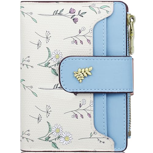 Image of Farcauo Wallet Women Small Wallets for Women Cute Blue Women's Card Wallets Kawaii Flower Thin Womens Wallet for Ladies