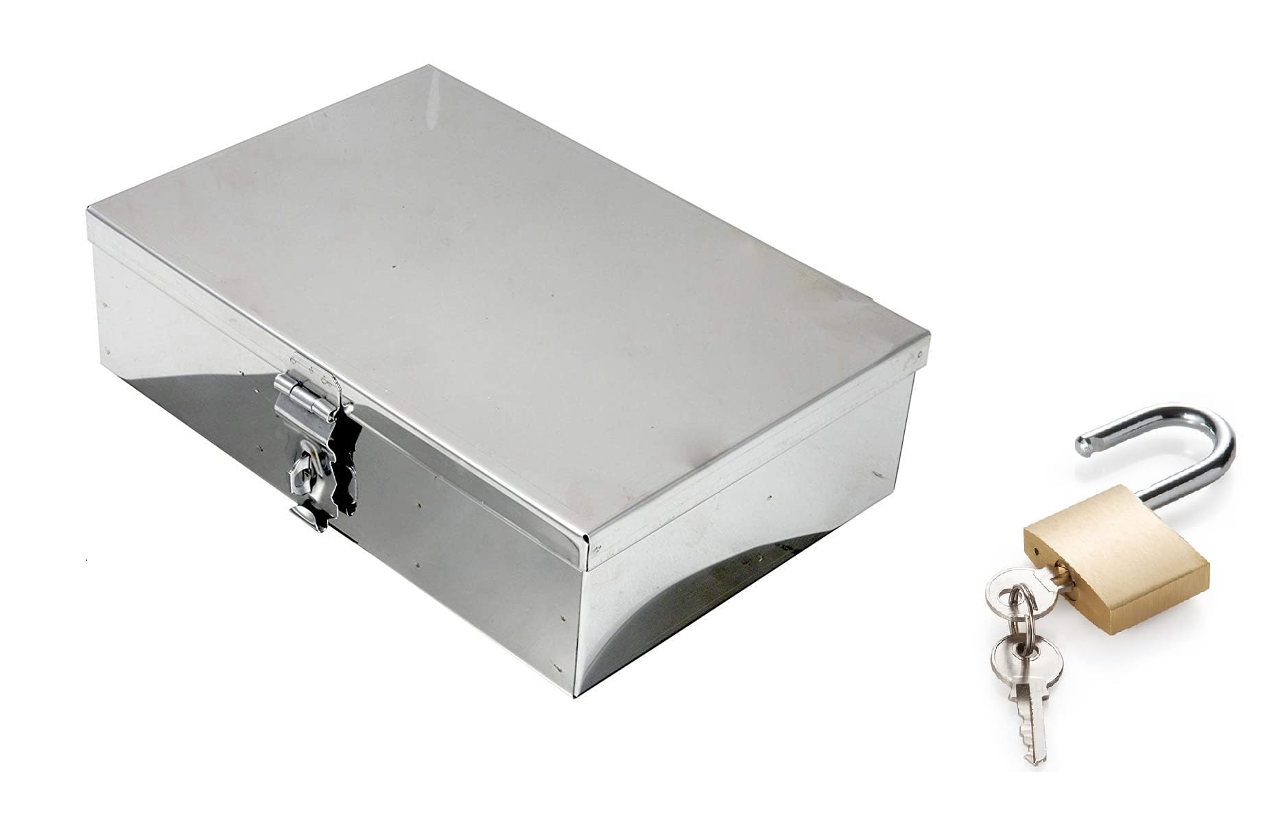 GinoSet® Stainless Steel Storage Box with Manual Key Lock Secure Cash, Safe Locker Box, Pooja Peti, Organizer, Vanity Box for Home, Office and locker storage (Steel) W-8", H-2.50", L-5" Cash Box (B0DFPNCNXD) Amazon Price History, Amazon Price Tracker