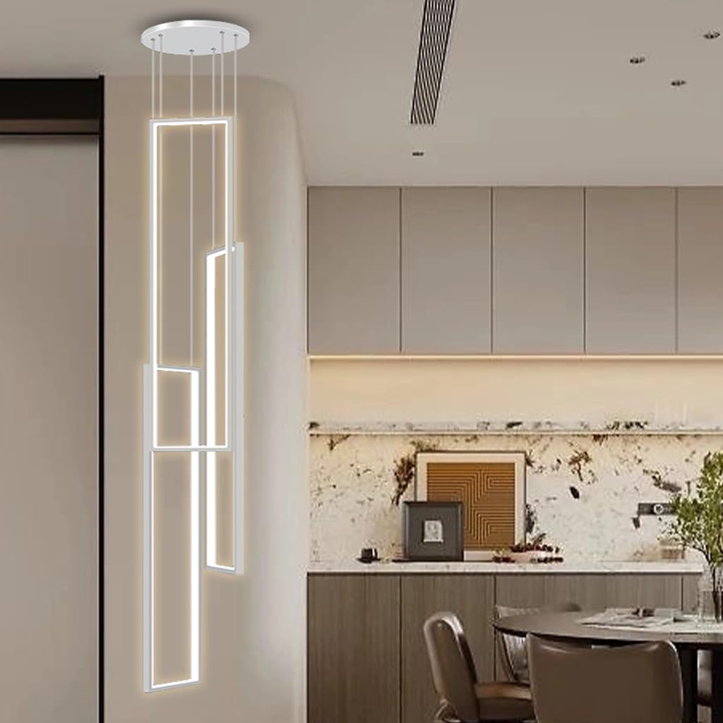 VTAMng Chandelier Modern LED Stair Light Indoor Decorative Pendant Light Aluminum Square Hanging Lighting Dimmable With Remote Control Villa Hotel Lamp Suitable for Living Room Dining Room Exhibition