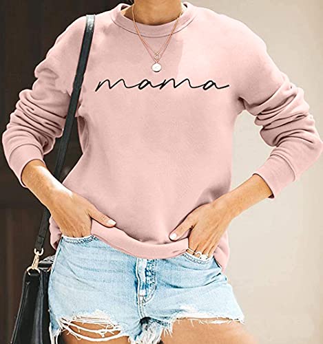 ASTANFY Womens Crewneck Sweatshirt Mama Letter Print Long Sleeve Loose Fashion Pullover Top2
