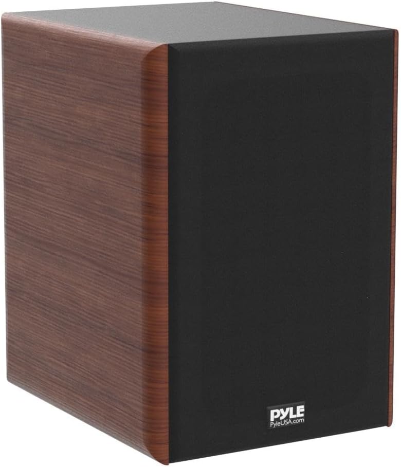 PyleUsa 5.25" Home Wooden Bookshelf Speakers, 200W Max Power, 1" Silk Dome Tweeter and Aluminum Voice Coils, Pair, Gold Plated 5 Way Binding Post,Rubber Surrounds,Beautiful Wood Grain Finish- PHQBS52