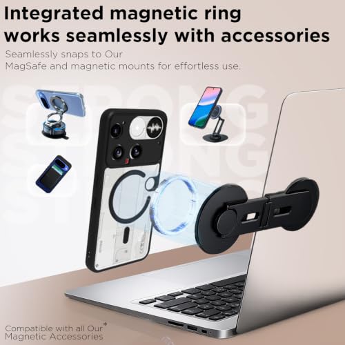 Image of RIGGEAR Shockproof Sleek Hybrid Armor Back Cover Case Compatible with MagSafe Accessories for Nothing Phone 3 (Clear PC + Black TPU Bumper)