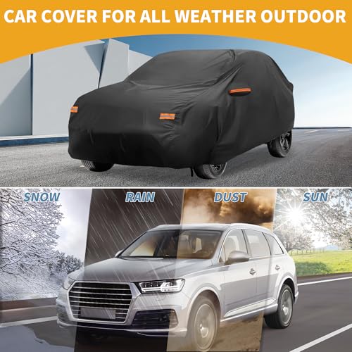 Image of All-Weather Waterproof Car Cover - UV-Resistant Outdoor Full Exterior Protection for Ford Focus Sedan 190T-PU Black with Right Side Zipper
