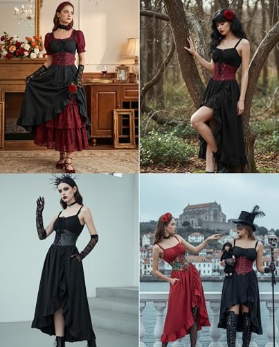 SCARLET DARKNESS Women Renaissance Corset Dress Flowy Milkmaid Sundress — view 5