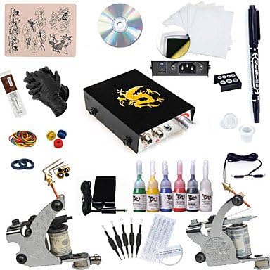 2 Cast Iron Tattoo Machine for Lining and Shading with LCD Power Supply