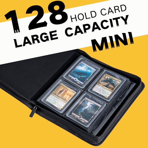 Top loader Binder, Holds 128+ Toploaders, 4 Pocket Top Loader Card Storage Case, Double-Sided Pockets for trading card in 3 x 4” Toploaders