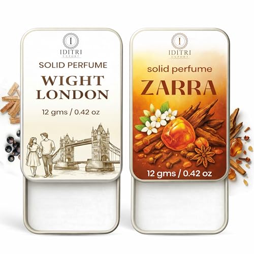 Image of IDITRI EXPORT Solid Perfume |wight london&zarra Alcohol Free Wax Perfume Balm, Long Lasting | Pocket Tin 12g, Pack Of 2| Non Greasy Smooth Glide, Travel Friendly Men And Women