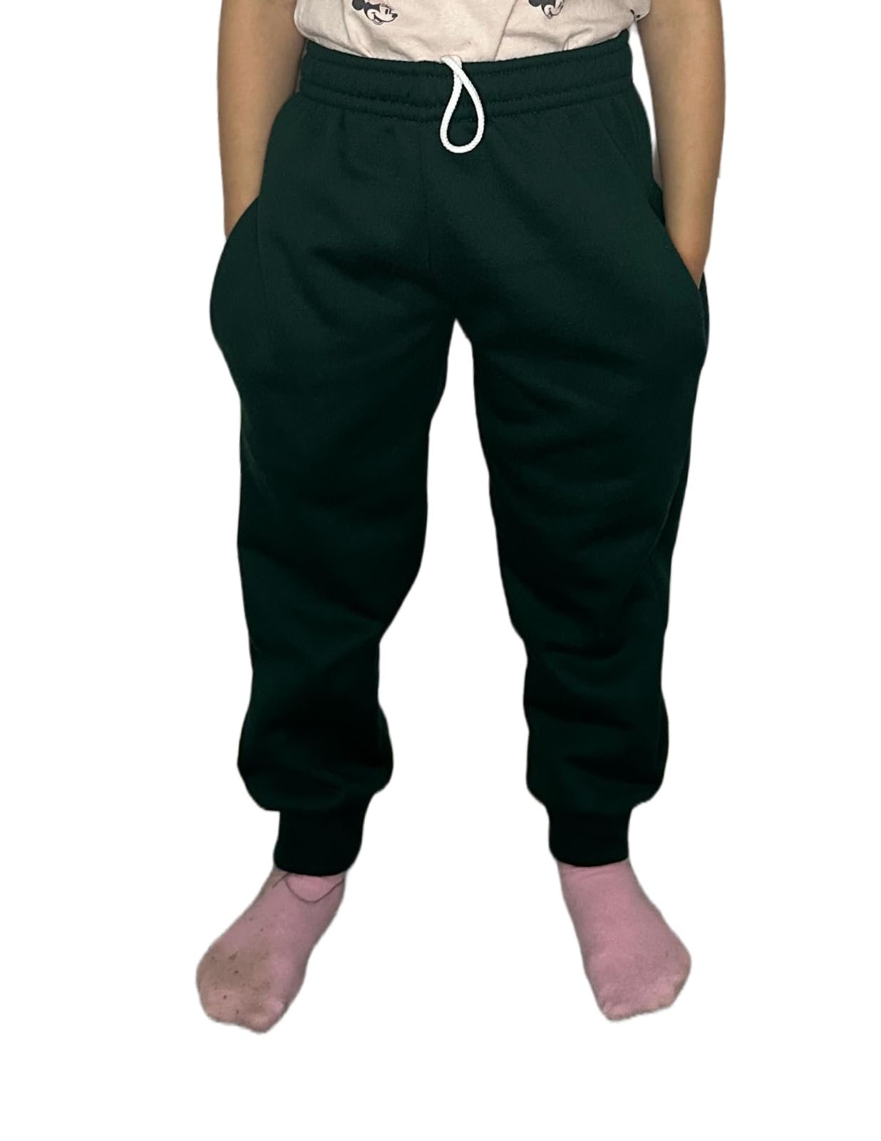 Luxe Diva Boys Bottle Green Girls Kids Plain Jogging Sports Fleece Tracksuit Bottoms Joggers Pe School
