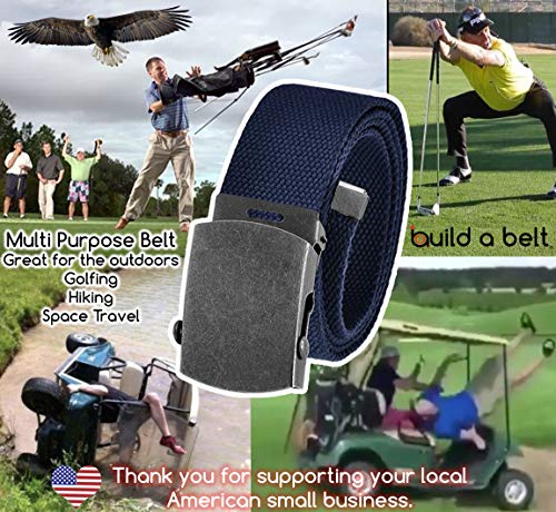 Build A Belt Men's Classic Antique Silver Slider 1.5" Wide Buckle with Canvas Web Belt4