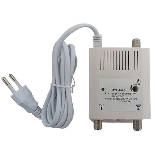 WEB Amplificatore Antenna TV Interno STA-102G – 1 Ingresso 2 Uscite – Guadagno Regolabile 8-23dB – Filtro LTE/5G – Potenziatore Segnale Digitale VHF/UHF 220V