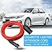 12ft/3.6m Car Cigarette Lighter Extension Cable, 15A 250V Fused, Male to Female Socket Plug Lead Cord for 12V 24V Vehicle Power Transformer, Air Compressor, Car tie inflator