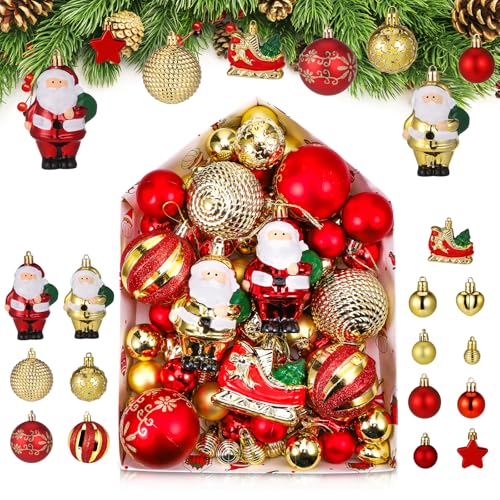 Kssvzz 72er Set Weihnachtskugeln Plastik Rot Gold, Christbaumkugeln Kunststoff Weihnachtsbaum Deko, Weihnachtsbaumkugeln mit Aufhänger, Glänzend Glitzernd Matt Weihnachtsbaum Kugeln Christbaumschmuck Kssvzz 72er Set Weihnachtskugeln Plastik Rot Gold, Christbaumkugeln Kunststoff Weihnachtsbaum Deko, Weihnachtsbaumkugeln mit Aufhänger, Glänzend Glitzernd Matt Weihnachtsbaum Kugeln Christbaumschmuck