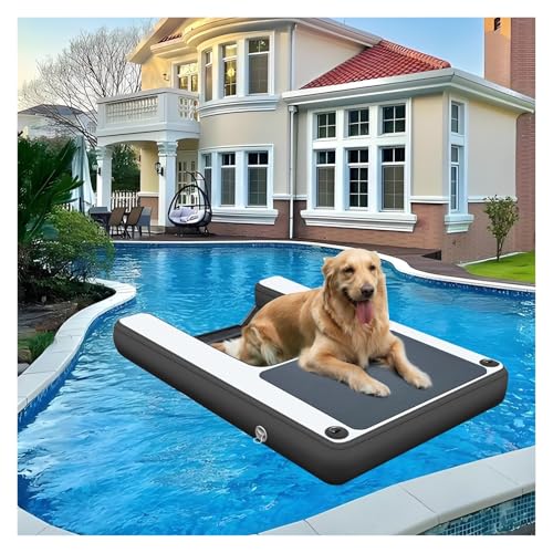 犬用プールスロープ 150センチ犬池梯子、空気入り犬坂道浮動埠頭水筏梯子、プールに適し、3 D階段を3つ持ち、携帯型滑り止めEVA浮動梯子、体重が105 Kgを超えない犬に適しています(Black)