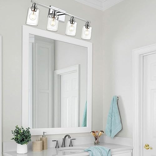 Miniatura 22 de VINLUZ Lámpara de tocador negra mate para baño, 3 luces de casa de campo, interiores, accesorios de iluminación sobre espejo con pantalla de vidrio