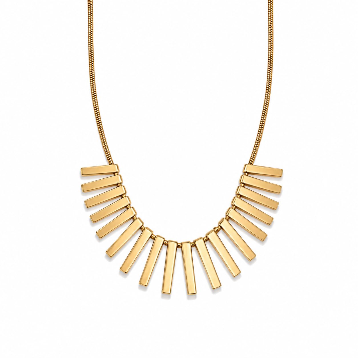 RIDHVEE Statement Bar Necklace for Women | Anti-Tarnish Gold Plated Chain with Geometric Fringe Pendant | Modern Minimalist Daily & Ocassion Wear Jewellery RV-AT-CPD-032N-image-33