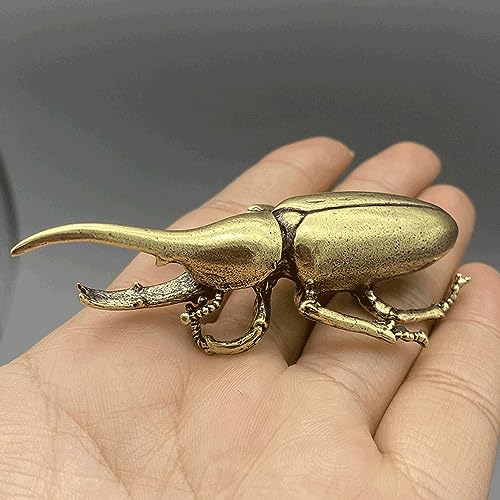 Sinm Brass Unicore Beetle Insect Model Toy, Office Desktop Model, Pure Copper Handicraft, Garage Kits, Playpiece, Handmade, DIY, Gift, 1 PCS (B - Unicorn)