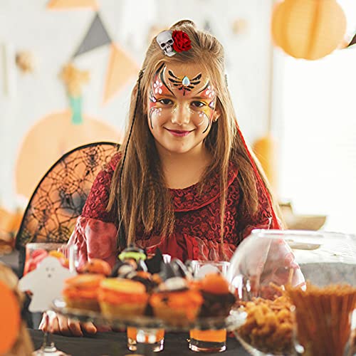 Lurrose Bone Hair Clip Skull Hair Clip 2Pcs Plastic Skull Rose Hair Clips Gothic Punk Rock Zombie Barrettes Halloween Party Hairwear For Women Girls Halloween Hair Accessories Skull Hair Clip #TOP5