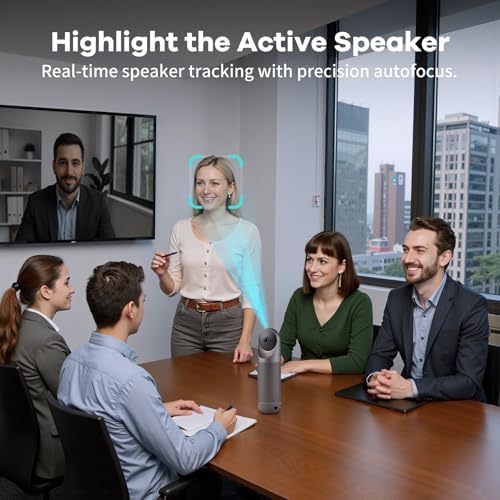 Image of KanDao Meeting Pro 360-degree Video Conference Camera with Microphones and Speakers, AI Tracking, Smart Zooming, Automatic Focus, 4-in-one Standalone Meeting Room Camera System, Wi-fi /HDMI /USB