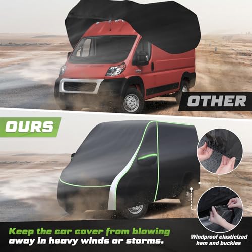 Image of Mixsuper Liner Car Cover for Ram ProMaster 2014-2022, Heavy Duty Waterproof Van Cover, Outdoor Commercial Vehicle Protection, Windproof Strap, Zipper Door