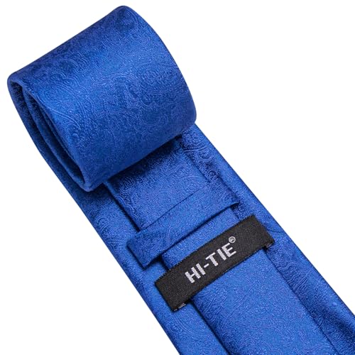 Image of Hi-Tie 5Pcs Mens Solid Color Silk Tie Satin Pretied Bowtie Lapel Pin for Men Handkerchief Cufflink Wedding Gift Box