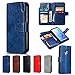Produktbild XSJK Leder Brieftasche Telefon Fall für Samsung Galaxy S7/S7 Edge/S8/S8 plus/S9/S9 Plus/Note 8/Note 9/S10/S10 LITE/S10 Plus Case Hülle Schutzhülle,Blau,SamsungS7Edge