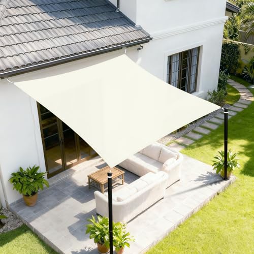 Sunnylaxx Voile D’ombrage 2x3m Rectangulaire, Oxford 420D Toile d'ombrage,Imperméable et résistant aux UV, pour en Plein air, Jardin,Terrasse-Cream