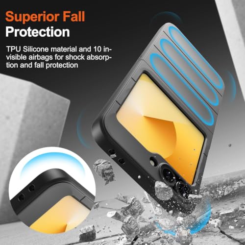 Image of ShieldTech AirGuard Series Back Cover Case for Samsung Galaxy Z Flip6 5G | Microfiber Lining | Airbag Cushion Drop Protection | Silicone Cover Case - Black for Samsung Galaxy Z Flip6 / Flip 6 5G