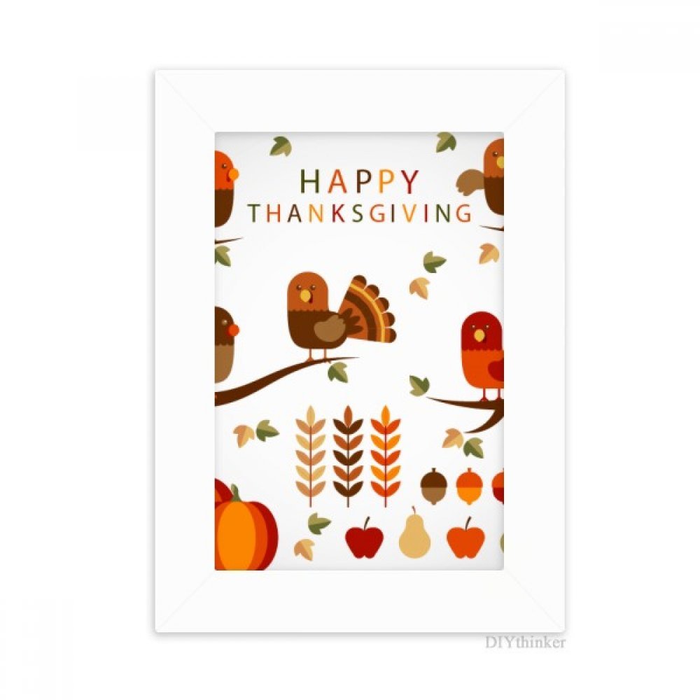 Cadre photo blanc artistique Thanksgiving motif amusant pour décorer un meuble avec une photo 4x6