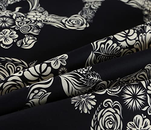 Cliab Skull Bedding Set King Size Goth Bedding Black And White Floral Halloween Skeleton Duvet Cover Lightweight Microfiber 3 Pieces #TOP2