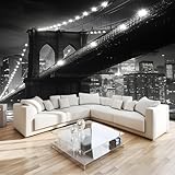 Papier Peint Intissé 3D Pont De Brooklyn À New York Papier Peint Intissé 3D Fresque Murale, Décoration Salon Chambre Enfant Fond Tv (Facile À Poser) 200 X 140 Cm